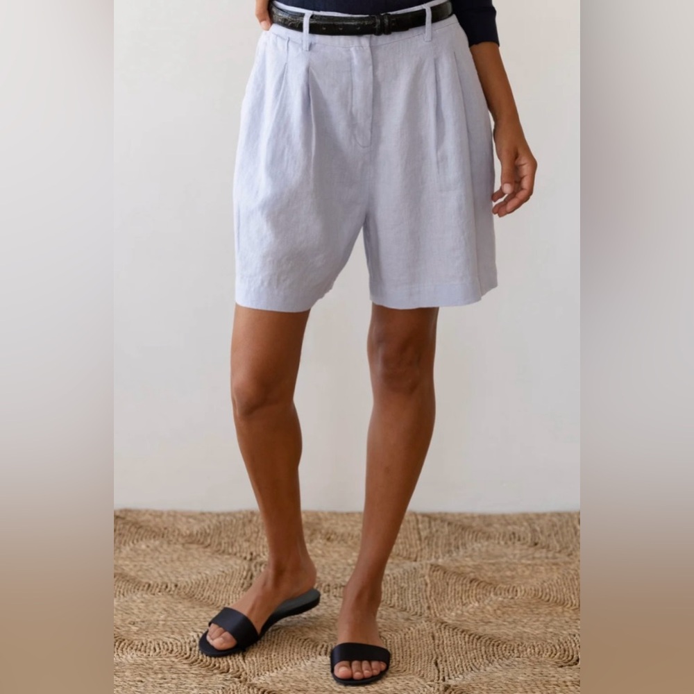 DONNI. The Linen Pleated Shorts,M,Cloud